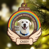 Personalized Pet Memorial Ornament, Dog Memorial 2 Layered Wooden Ornaments, Rainbow Bridge, Loss of Pet Christmas Ornaments for Dog Lovers